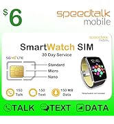 SpeedTalk Mobile $6 SIM Card for Smartwatches | 150 Minutes Talk, 150 Texts, 150MB Data | 30-Day ...