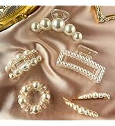 GQLV Pearl Hair Clips for Women/Girls,6PCS Strong Hold Large Hair Claw Clips for Thick/Thin Hair ...
