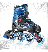 Kuxuan Boys Adjustable Inline Skates with Light up Wheels, Fun Illuminating Skates for Kids Girls...