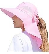 SENWAI Womens Sun Hat Outdoor UV Protection Wide Brim Fishing Hat with Ponytail Hole Neck Flap fo...