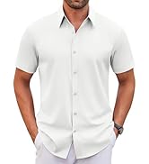 COOFANDY Men's Stretch Dress Shirts Short Sleeve Wrinkle Free Casual Button Down Shirts