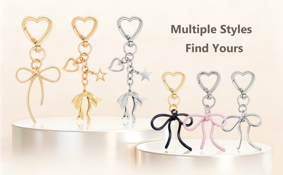 bow bag charm heart keychain for birthday Christmas gift