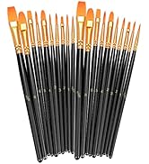 BOSOBO Paint Brushes Set, 2 Pack 20 Pcs Round Pointed Tip Nylon Hair Artist Acrylic Paint Brushes...