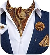 DiBanGu 4 PCS Ascot Ties for Men,Jacquard Cravat Ascot Tie Pocket Square Cufflinks with Floral La...