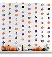 KatchOn, Purple and Orange Halloween Garland - 6.5 Feet, 8 String | Halloween Pumpkin Garland, Ha...