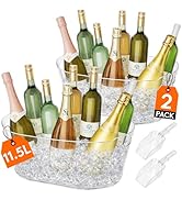 Lifewit 11.5L Ice Bucket for Parties 2 Pcs, Large Portable Drink Bucket for Cocktail Bar, Champag...