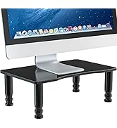 Glass Computer Monitor Stand Riser with Height Adjustable Multi Media Desktop Stand for Flat Scre...