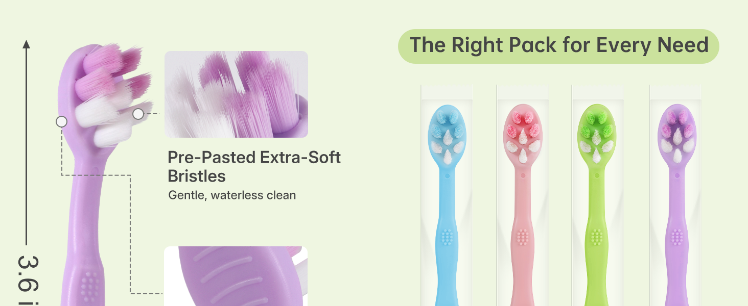 Tuckpoki 3-in-1 pre-pasted toothbrush, extra-soft bristles, tongue scraper, toothpick tail
