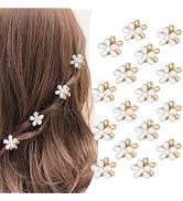 16 Pcs Small Pearl Claw Clips with Flower Design, Mini Hair Clips for Thin Thick Hair, Pearl Hair...