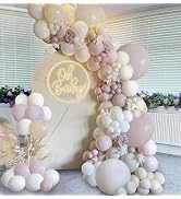 Dusty Pink Sand White Ballloons Arch Kit, 144pcs Light Retro Pink Beige White Cream Boho Balloons...