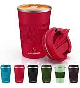 MOMSIV 12oz Travel Mug, Insulated Coffee Cup with Leakproof Lid, Vacuum Stainless Steel Double Wa...