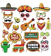 25Pcs Mexican Fiesta Photo Booth Props with Stick Cinco De Mayo Photo Booth Props, Summer Mexican...