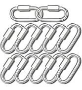 2.3" Chain Quick Links, 12Pcs 1/4" Heavy Duty Carabiner, 900 LBS Capacity, High Strength Anti-Rus...