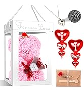 CODE FLORIST Rose Bear Valentine's Day Flower Bear Gifts,Rose Teddy Bear with Box,Cute Romantic A...
