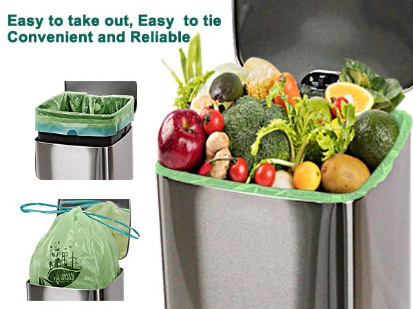 Compostable Trash Bags with Drawstring