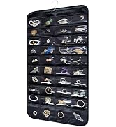 DTCSWACN Hanging Jewelry Organizer Storage Roll with Hanger Metal Hooks Double-Sided Jewelry Hold...