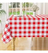 misaya Rectangle Waterproof Vinyl Table Cloth, Buffalo Flannel Backed Tablecloth, Wipeable Plasti...