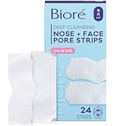 Bioré Nose+Face Blackhead Remover Strips, Deep Cleansing Strips for Nose, Chin, or Forehead, Inst...