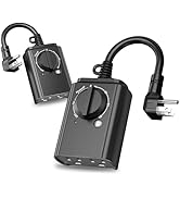 BN-LINK Outdoor Light Timer with Dusk to Dawn Sensor, Weatherproof Dual Grounded Outlets for Chri...