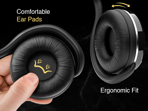 KINIVO comfortable ergonomic earphones ear pads lightweight gym head sets easy use ear muffs memory