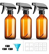 GIVAMEIHF 8oz Amber Glass Spray Bottles,3 Pack Glass Spray Bottles Refillable Empty Bottle with A...