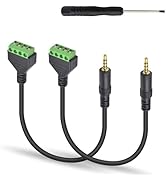 Poyiccot 3.5mm Screw Terminal Block Cable, 2Pack 3.5mm to Speaker Wire Adapter Cable 3.5mm (1/8in...