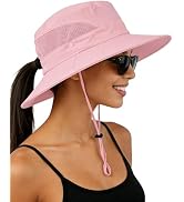 SENWAI Unisex UPF50+ Sun Hat with Ponytail Hole, UV Protection Wide Brim Bucket Hat for Men Women...