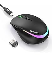 TECKNET Wireless Mouse Jiggler, Rechargeable Mouse with Built-in Mouse Mover, 6 Adjustable DPI,14...