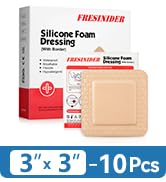 FRESINIDER Silicone Foam Dressing with Adhesive Border – Wound Dressing Bandage – Silicone Foam P...
