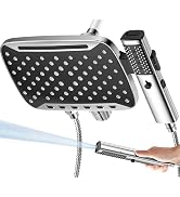 JDO High Pressure Rain Shower Head with Handheld Spray, 7 Modes Dual Shower Head Combo, 10 Inch R...