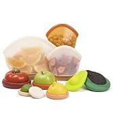 Food Huggers Kitchen ECO-ESSENTIAL 10 Pieces - Food Huggers Terra Cotta(Set of 5) + Avocado Hugge...