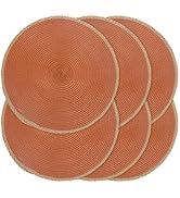 Noctiflorous Round Placemats Set of 6, 15 Inch Braided Hand Woven Table Mats, Heat Resistant Non-...