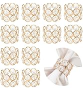Crystal Metal Napkin Rings Set, Elegant Wedding/Party Table Decor, Shiny Holiday Dinner Accessori...