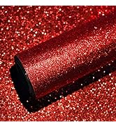 VEELIKE Red Glitter Wallpaper 15.7''x118'' Red Glitter Contact Paper for Cabinets Walls Self Adhe...