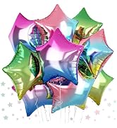 Gradient Color Star Foil Balloons, 18 Inch Rainbow Stars Shape Mylar Helium Balloons Colorful Pen...