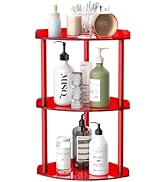 Sezanrpt 3 Tier Countertop Corner Organizer Shelf 7x7x15.7 Inch, Red Countertop Acrylic Bathroom ...