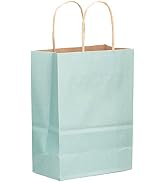 qiqee 32-Packs Light Blue Paper Gift Bags with Handles Bulk 8.26"×6"×3.15" Small Size Gift Bags M...