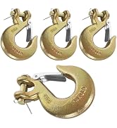 Ailengy Slip Hook, 4 Pack Heavy Duty Safety Latch Hook 3/8'', G70 Forged Steel 18,000 Lbs Capacit...
