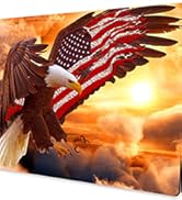 Custom Square Gaming Mouse Pad, Office Computer Mouse Pad, American Flag Eagle Anti-Slip Rubber D...