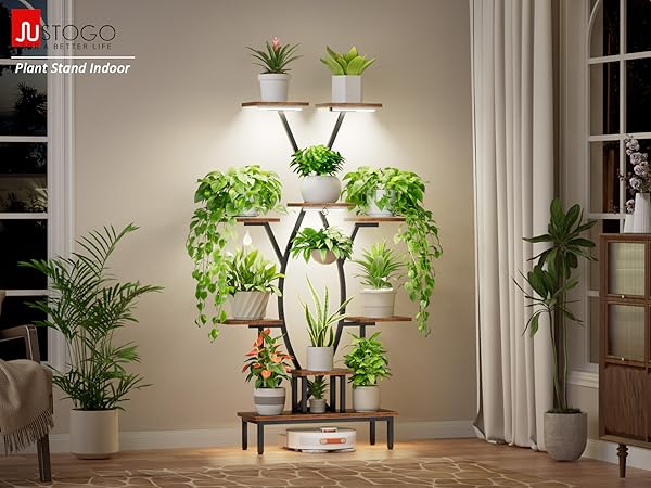 Plant Stand Indoor with Grow Lights for Living Room, Home Decor