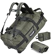 STOVER 45L Carry-On Rolling Duffel Bag with Wheels, Medium Durable Travel Duffle w/Toiletry Bag, ...