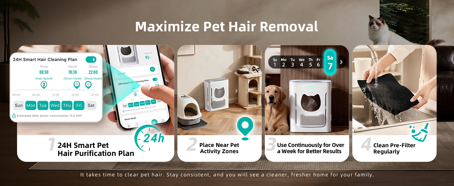 4 tips to maximize your air purifier’s pet hair capture performance