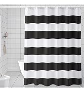 AmazerBath Black Shower Curtain Stripes, 72