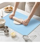 Silicone Baking Mat, Extra Thick Dough Rolling Mat with Measurements and Edge Heightening, Non-st...