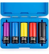 GRENTOOL 1/2" Drive Impact Lug Nut Socket Set, 5 Pieces 15 17 19 21 22 MM Non-Marring Thin Wall W...