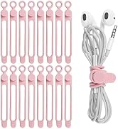 Nearockle 16Pcs Silicone Cable Straps Wire Organizer for Earphone, Phone Charger, Mouse, Audio, C...