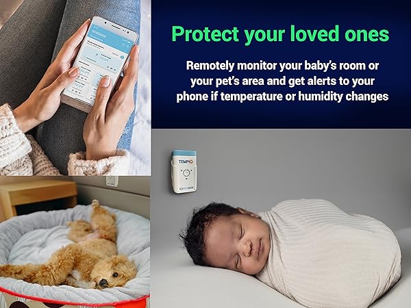 TempIQ Remote Wi-Fi Temperature and Humidity Sensor keeps babys, pets and loved ones safe