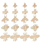 PH PandaHall 20 Piece 3D Bee Bag Decorative Clasps, 5 Styles Iron Decorative Clip Clasps, Gold Ba...
