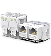 AMPCOM CAT6 Tool-Less RJ45 UTP Keystone Jack, No Punch-Down Tool Required Module Coupler -10 Pack...