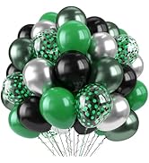 Paready Green and Black Balloons Set, 60Pcs Metallic Green Silver Graduation Balloons,12 Inch Bla...